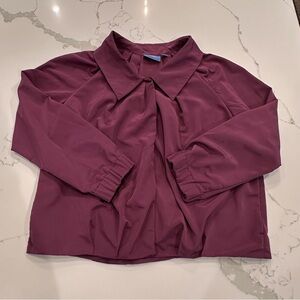 Simply Vera Collared Bubble Jacket Womens Size M Purple Taffeta Elegant Pleated